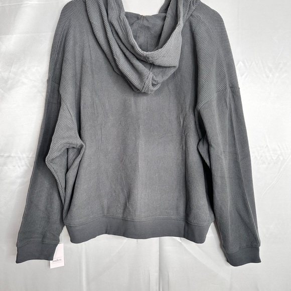 NWT Auden Waffle Knit Lounge Set Hoodie & Shorts Dark Gray Size 2X - Picture 4 of 12